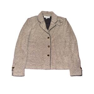 St. John Collection Long Sleeve Tweed Blazer Jack W/ Matching Floral Brooch Sz 6